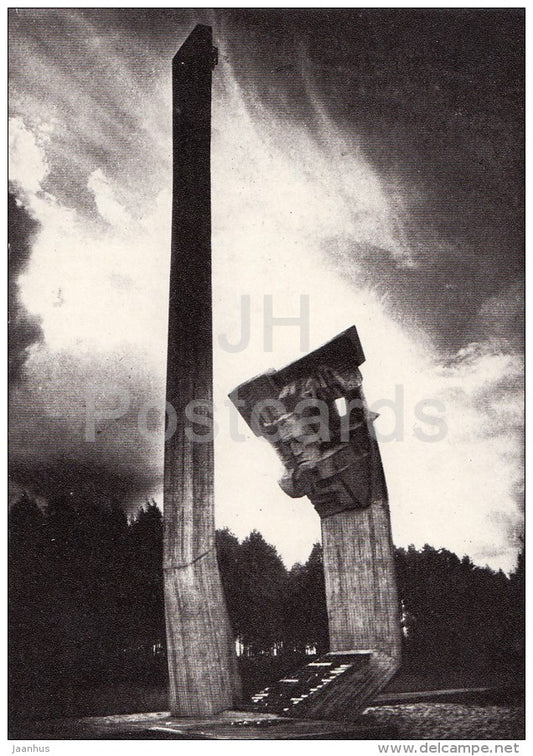 monument to the Soviet prisoners of war - Salaspils Concentration Camp Memorial - 1987 - Latvia USSR - unused - JH Postcards