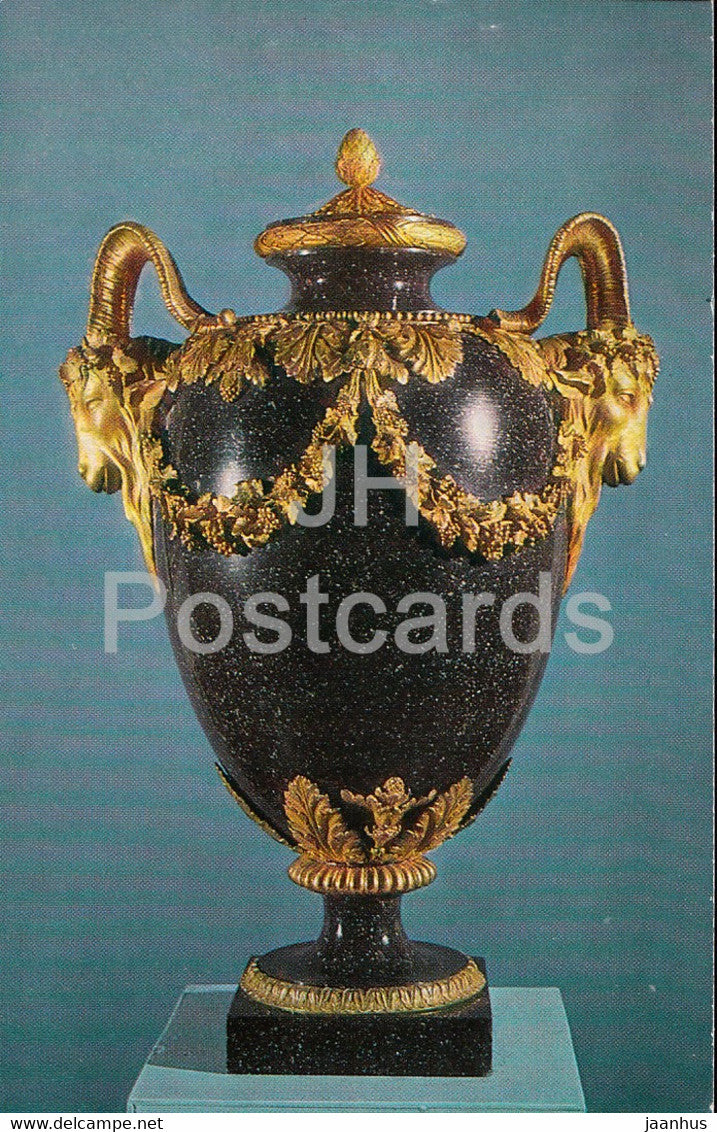 Vase with the handels shaped as goat heads - Russian Coloured Stone - 1974 - Russia USSR - unused - JH Postcards
