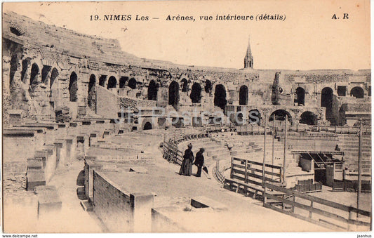 Nimes - Arenes vue interieure - 19 - old postcard - France - used - JH Postcards
