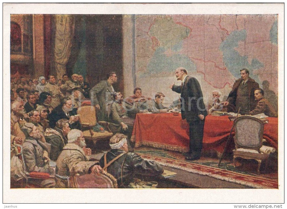 painting by L. Shmatko - Lenin's speech - russian art  - unused - JH Postcards