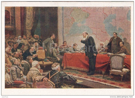 painting by L. Shmatko - Lenin's speech - russian art  - unused - JH Postcards