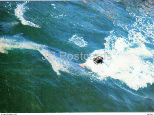 Batumi Dolphinarium - swimming with dolphin - 1980 - Georgia USSR - unused - JH Postcards
