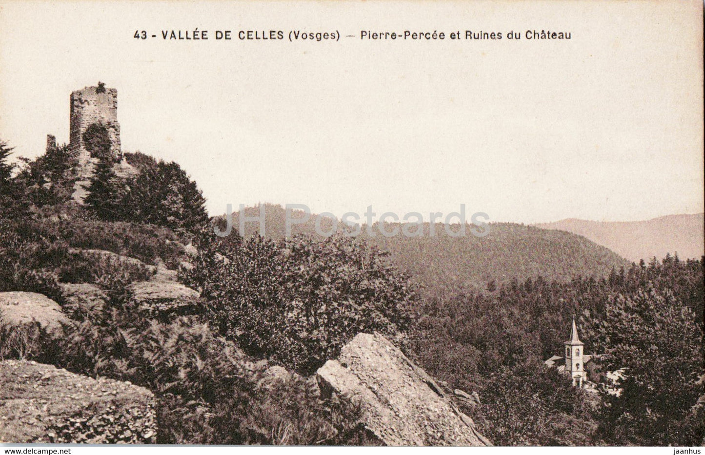 Vallee de Celles - Pierre Percee et Ruines du Chateau - 43 - old postcard - France - unused - JH Postcards