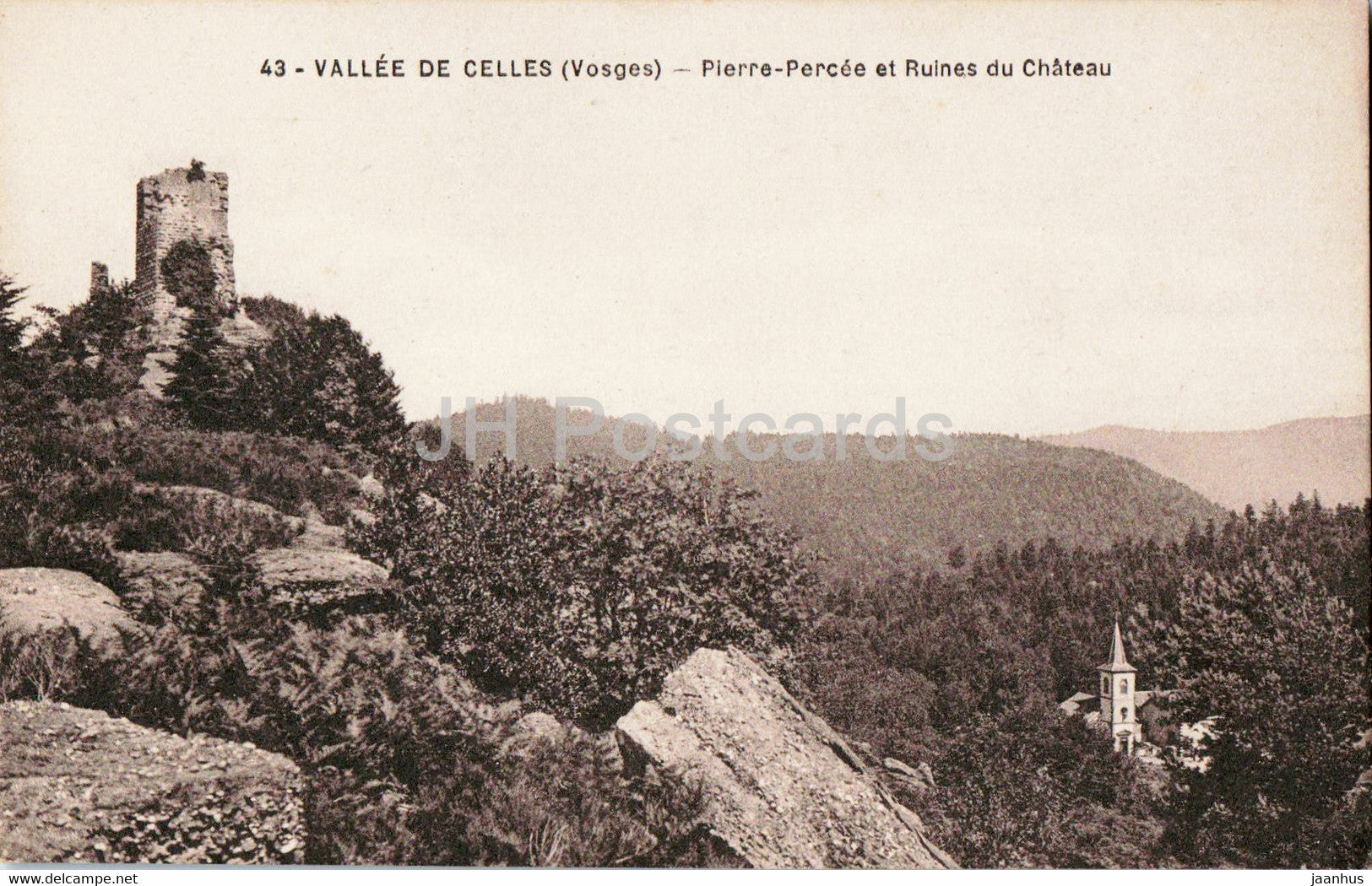 Vallee de Celles - Pierre Percee et Ruines du Chateau - 43 - old postcard - France - unused - JH Postcards