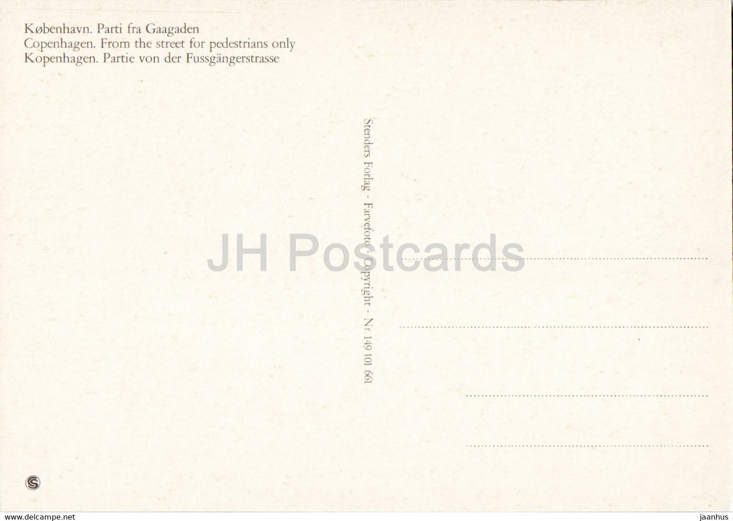 Kopenhagen – Von der Straße nur für Fußgänger – Dänemark – unbenutzt