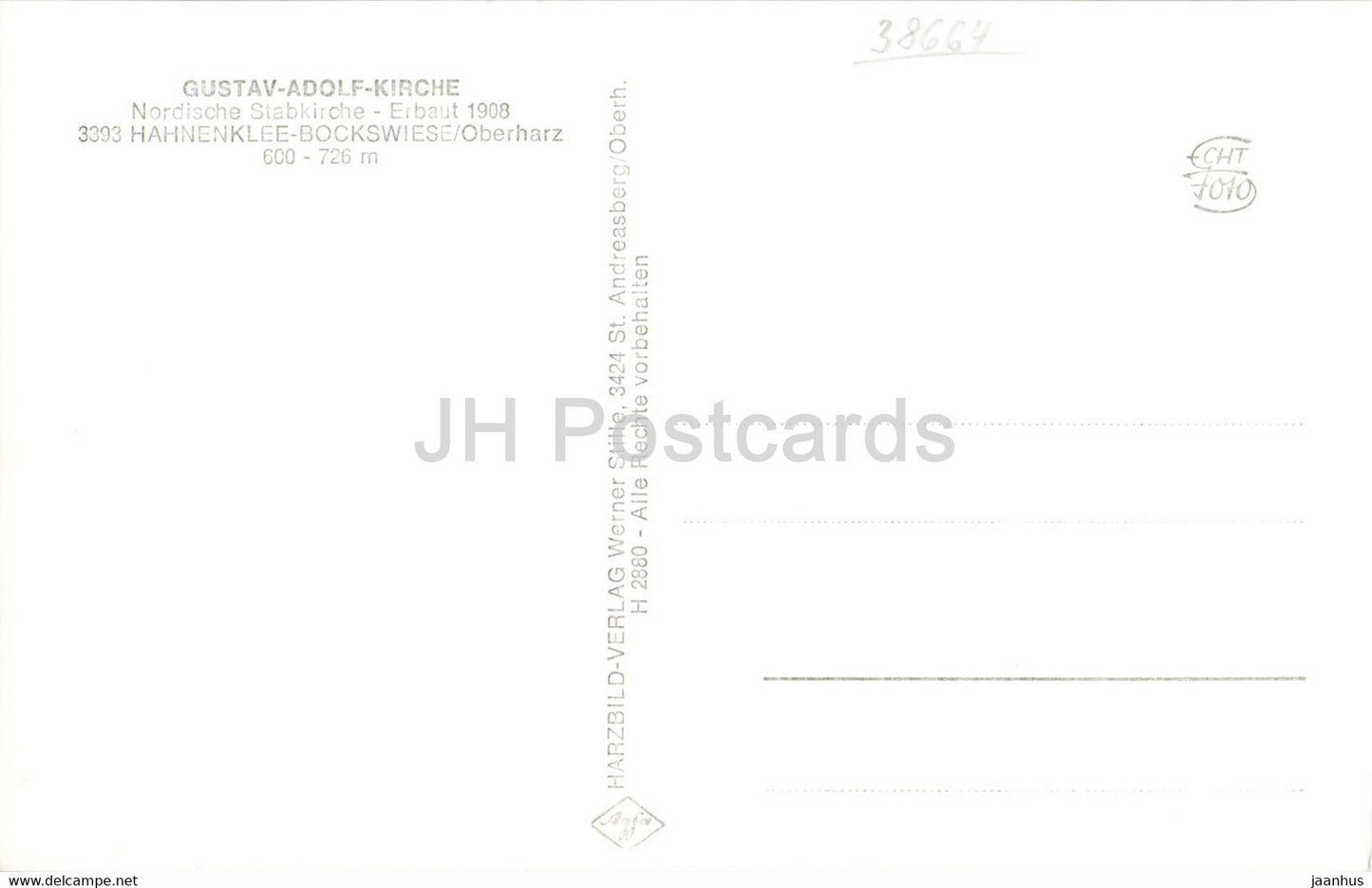 Gustav Adolf Kirche - church - old postcard - Germany - unused