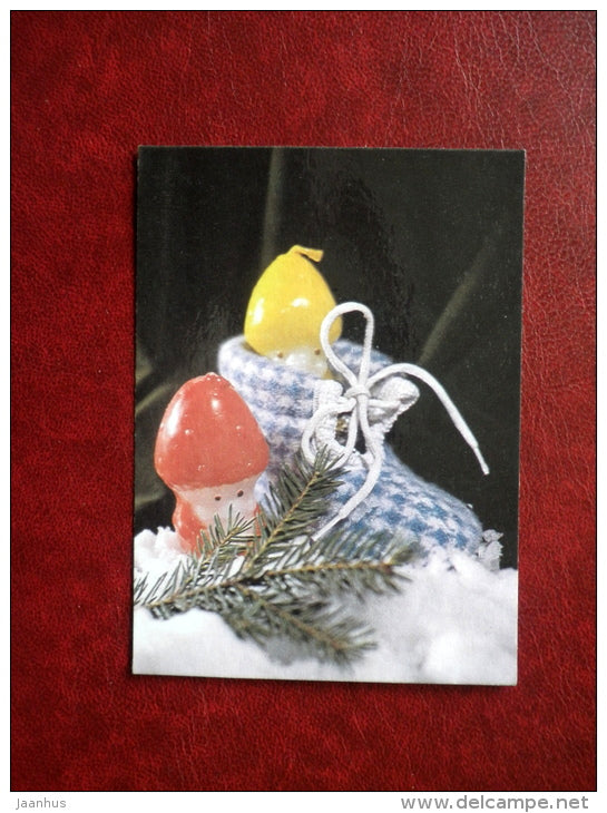 Mini Greeting Card - dwarfs - slipper - 1989 - Estonia USSR - used - JH Postcards