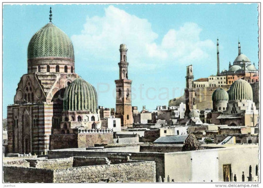 The Mamelouk Tombs and Citadel - No. 35 - Cairo - old postcard - Egypt - unused - JH Postcards