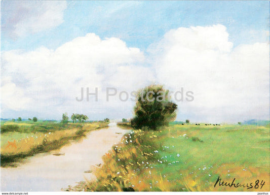 painting by Clemens Neuhaus - Sommer an der Wimme - German art - Germany - unused - JH Postcards