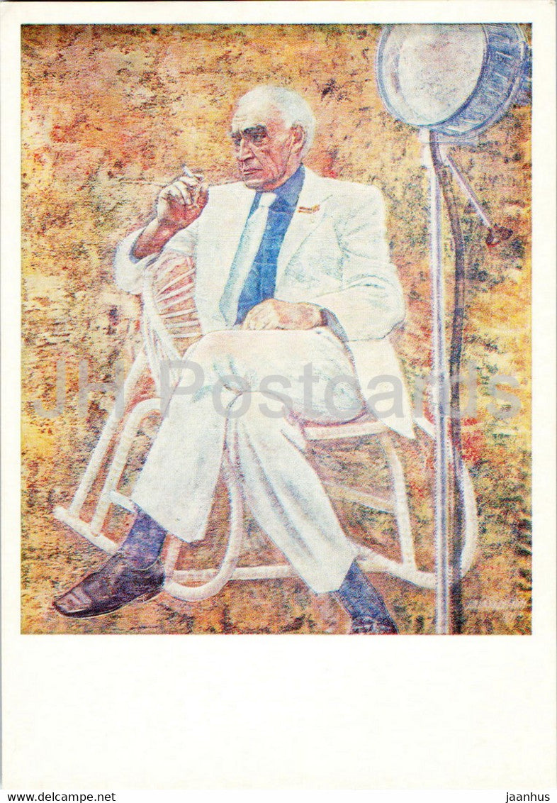 painting by B. Dzhalalov - Portrait of Uzbek movie director K. Yarmatov - Uzbek Art - 1984 - Russia USSR - unused - JH Postcards