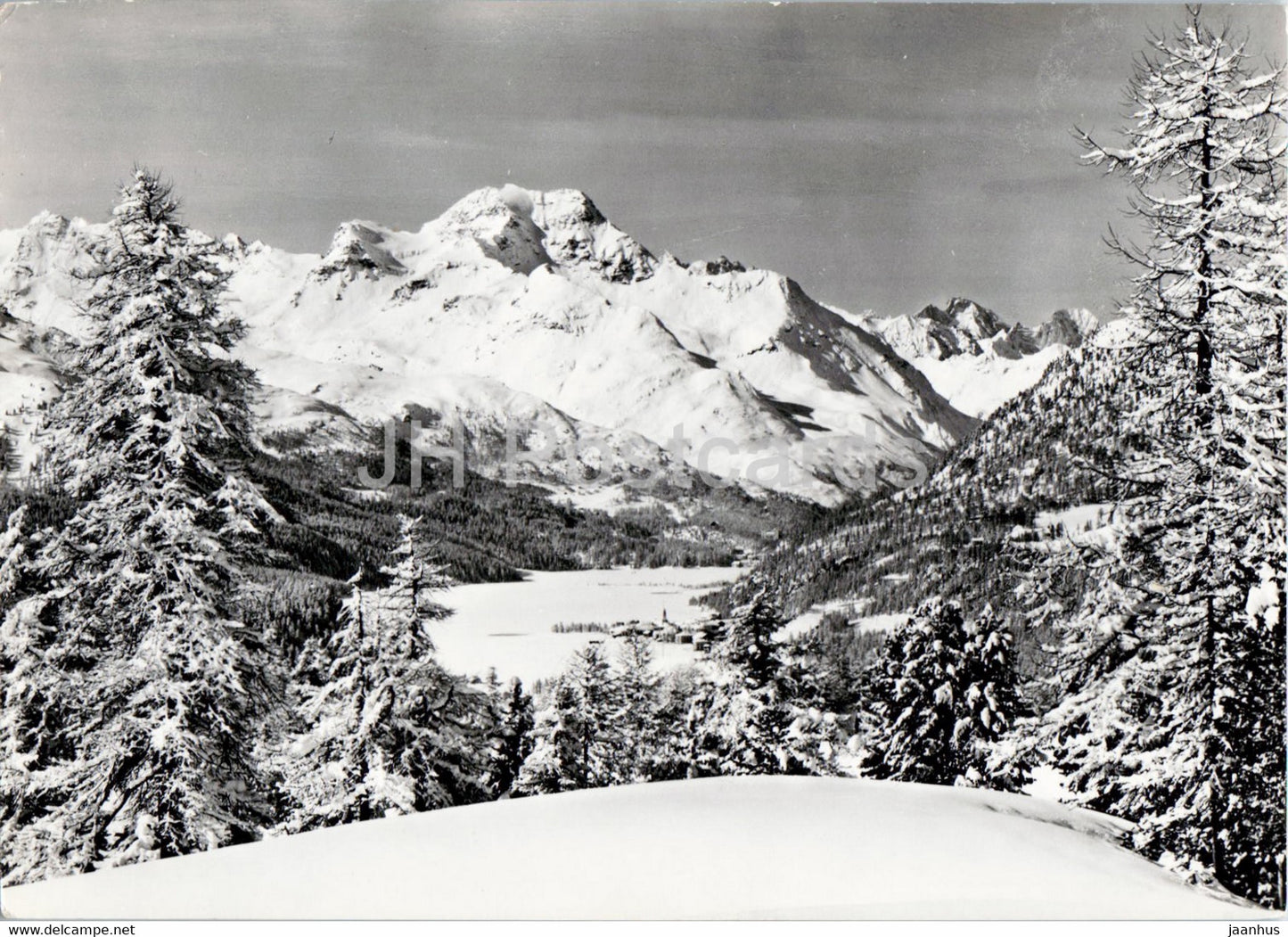 St Moritz Oberalpina - Blick Silvaplana - 4092 - old postcard - 1952 - Switzerland - used - JH Postcards