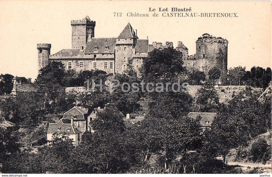 Chateau de Castelnau pres Bretenoux - castle - 712 - old postcard - France - unused - JH Postcards