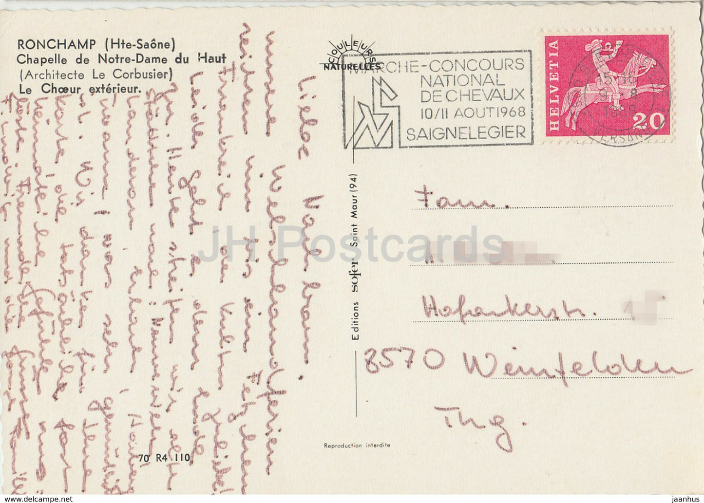 Ronchamp - Chapelle de Notre Dame du Haut - Le Choeur exterieur - 1968 - Frankreich - unbenutzt