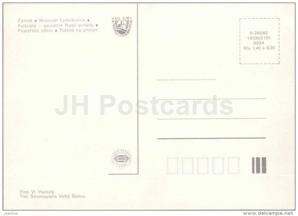 Decin - castle - roadhouse Ludnikovice - Folknare - Red army monument - port - bridge - Czechoslovakia - Czech - unused - JH Postcards