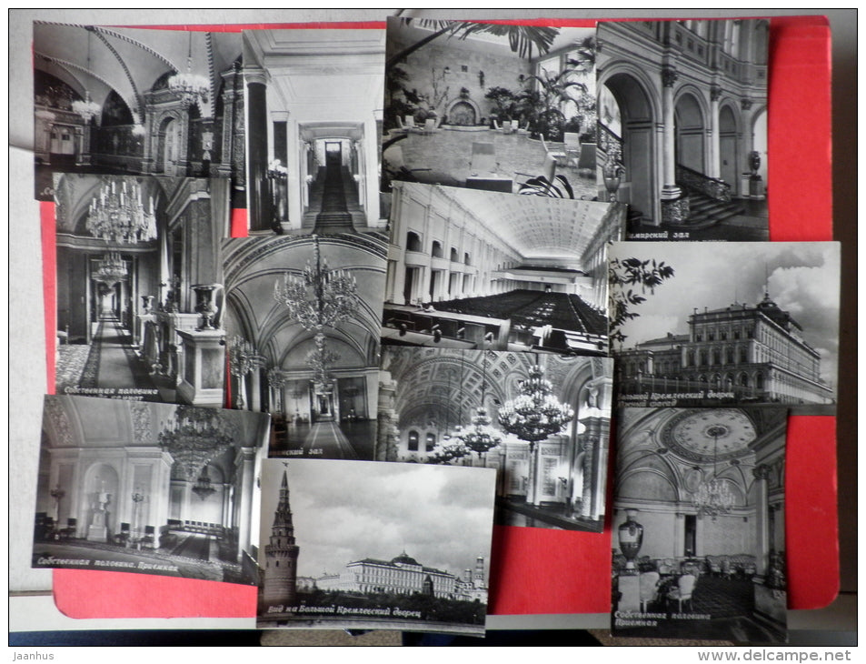 Grand Kremlin Palace - set of 12 mini photo cards - 1964 - Russia USSR - unused - JH Postcards
