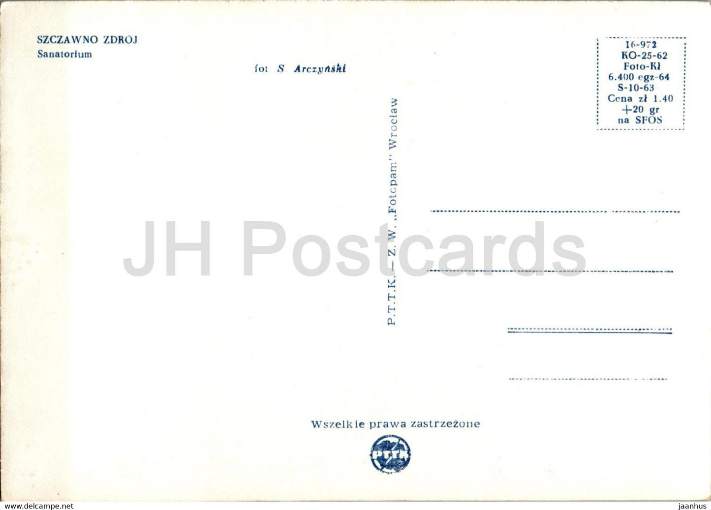 Szczawno Zdroj - sanatorium - old postcard - Poland - unused