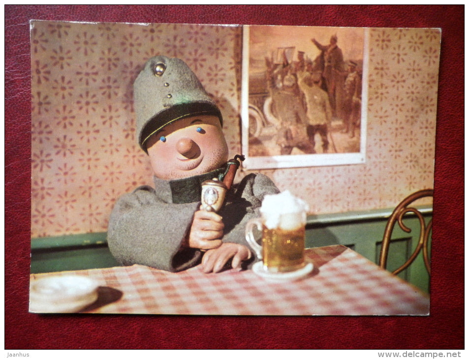 The Good Soldier Švejk - novel by Jaroslav Hasek - beer - Tisk Severografia Decin - Film - Animation - Czech - un - JH Postcards