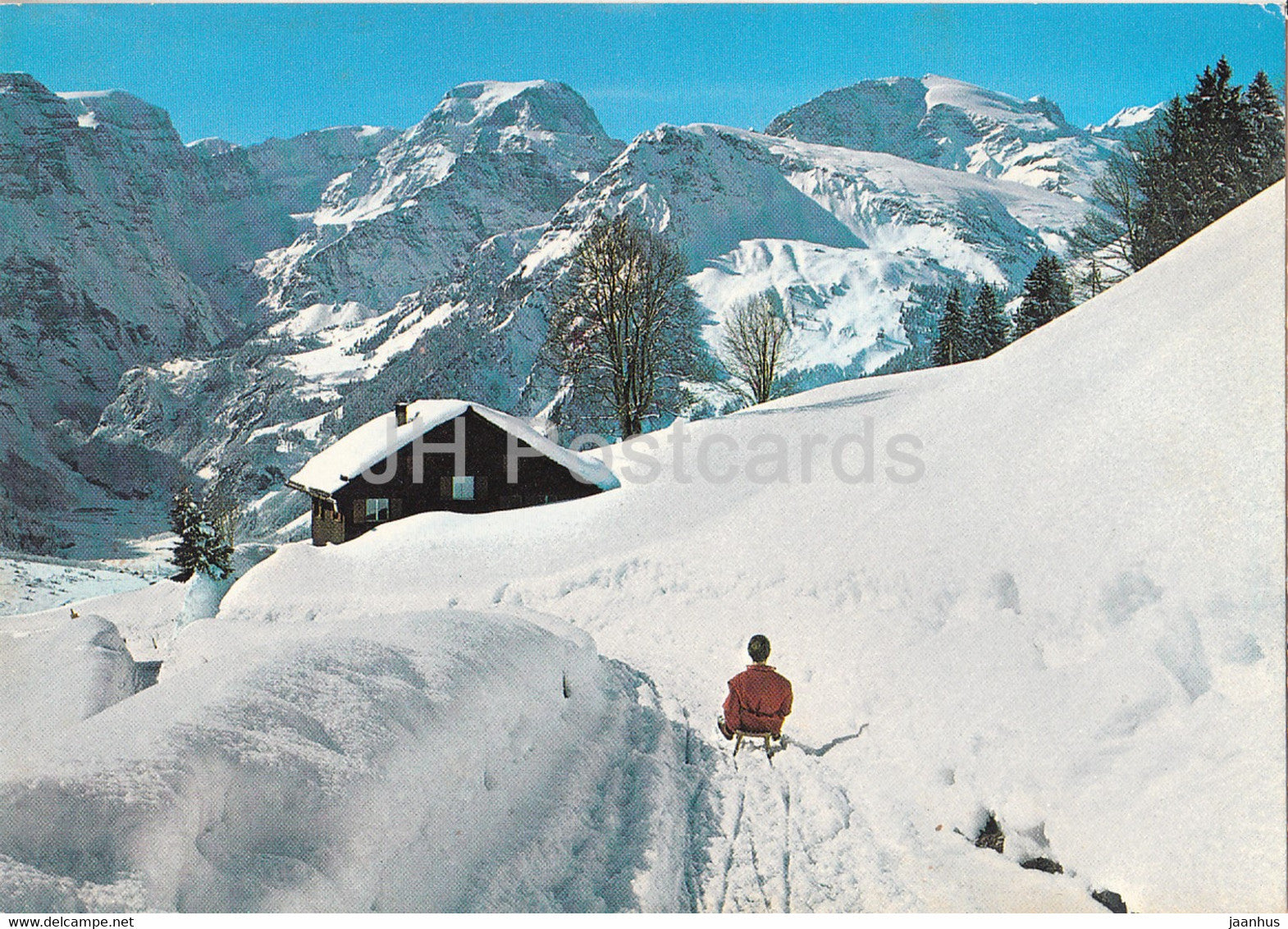 Braunwald - Blick gegen Todikette - sledge - 1978 - Switzerland - used - JH Postcards