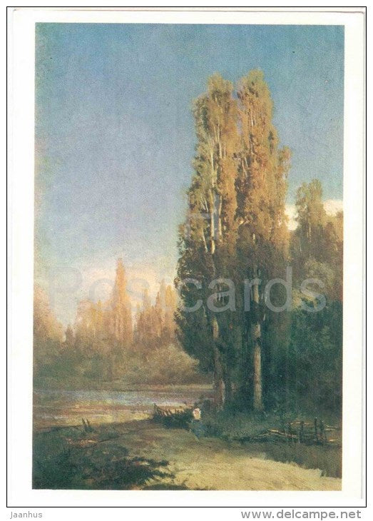 painting by F. Vasilyev - Poplar, Sunlit - landscape - russian art - unused - JH Postcards