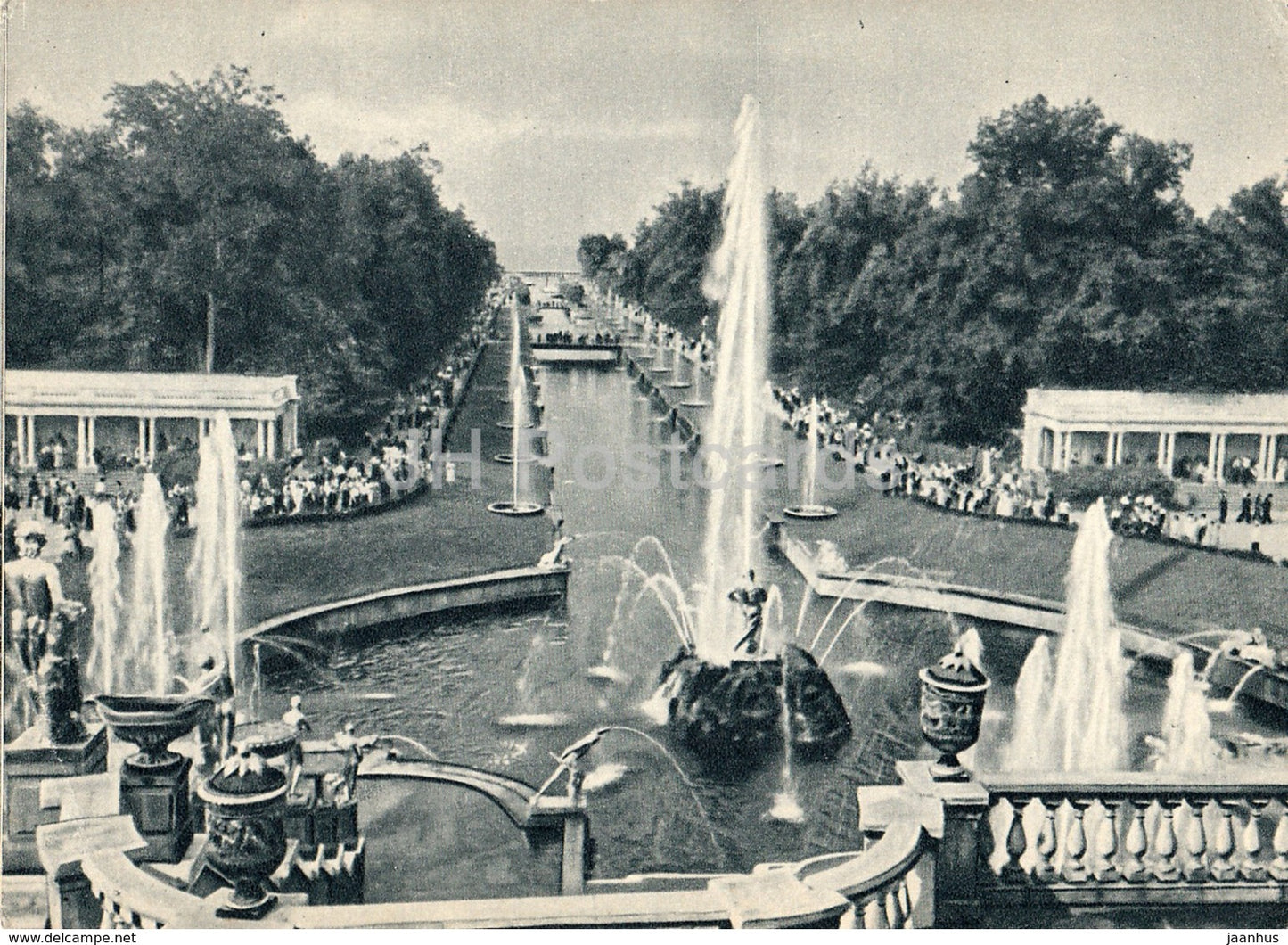 Petrodvorets - view of the Central Park of the Lower Park - Samson fountain - 1960 - Russia USSR - unused - JH Postcards
