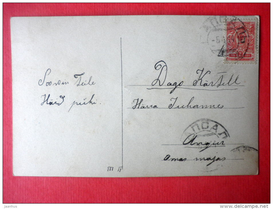 easter greeting card - eggs - catkins - woman - KB - circulated in Imperial Russia Estonia Hapsal 1914 - JH Postcards