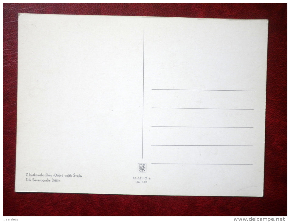 The Good Soldier Švejk - novel by Jaroslav Hasek - beer - Tisk Severografia Decin - Film - Animation - Czech - un - JH Postcards