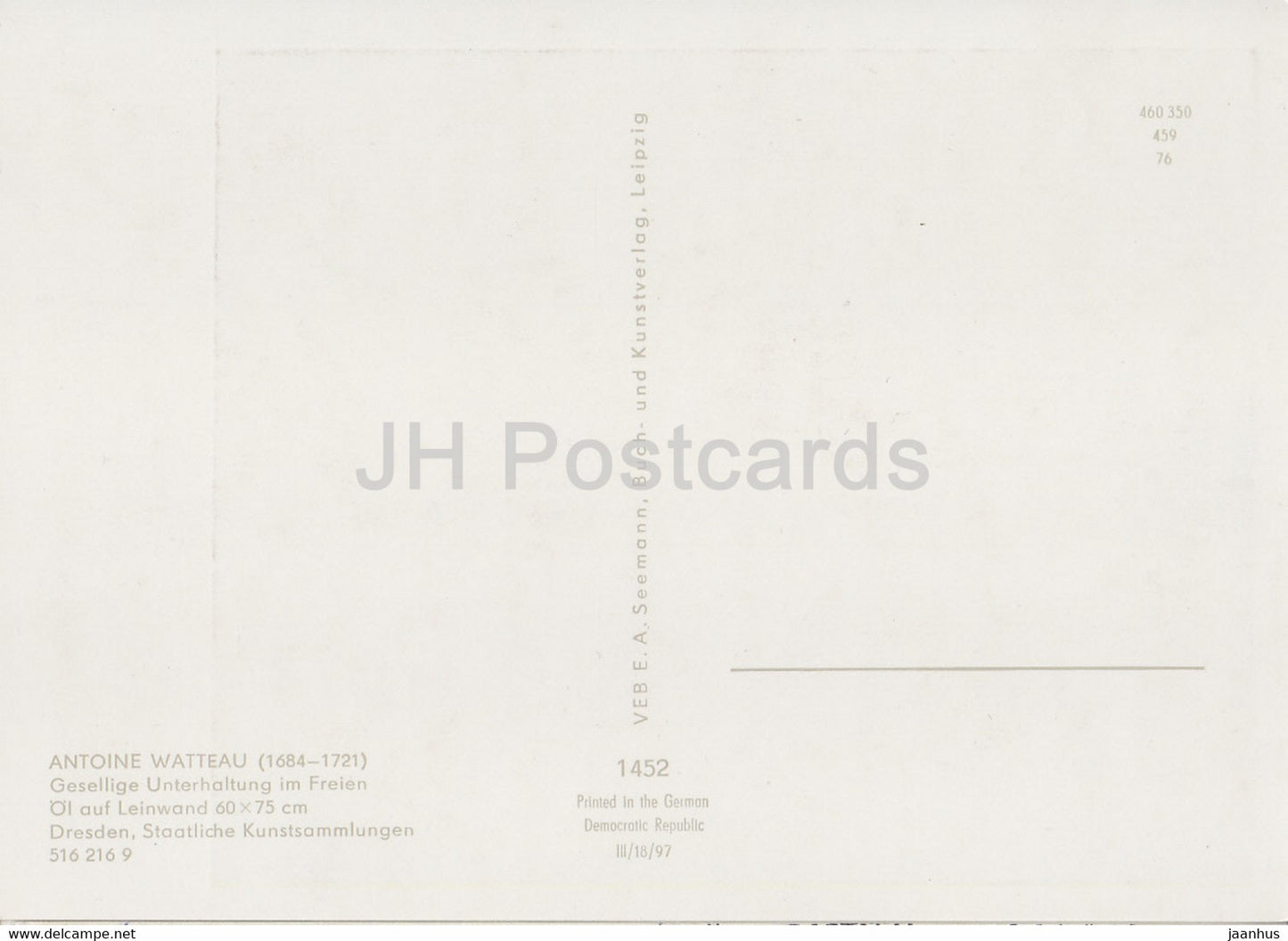 peinture d'Antoine Watteau - Gesellige Unterhaltung im Freien - 1452 - Art français - Allemagne DDR - inutilisé