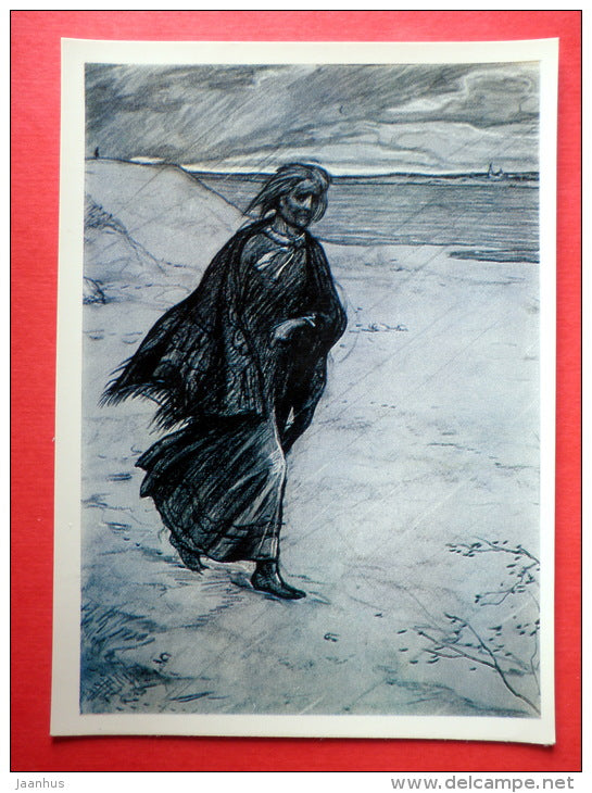 illustration by I. Glazunov - Leaving Grandmother - novel by I. Goncharov - 1976 - Russia USSR - unused - JH Postcards
