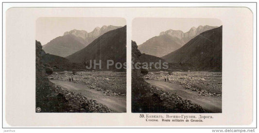 Route militaire Grousine - Caucasus - Georgia - stereo photo - stereoscopique - old photo - JH Postcards