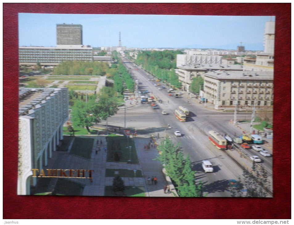 Lenin Prospekt - tram - streetcar - Tashkent - 1988 - Uzbekistan USSR - unused - JH Postcards