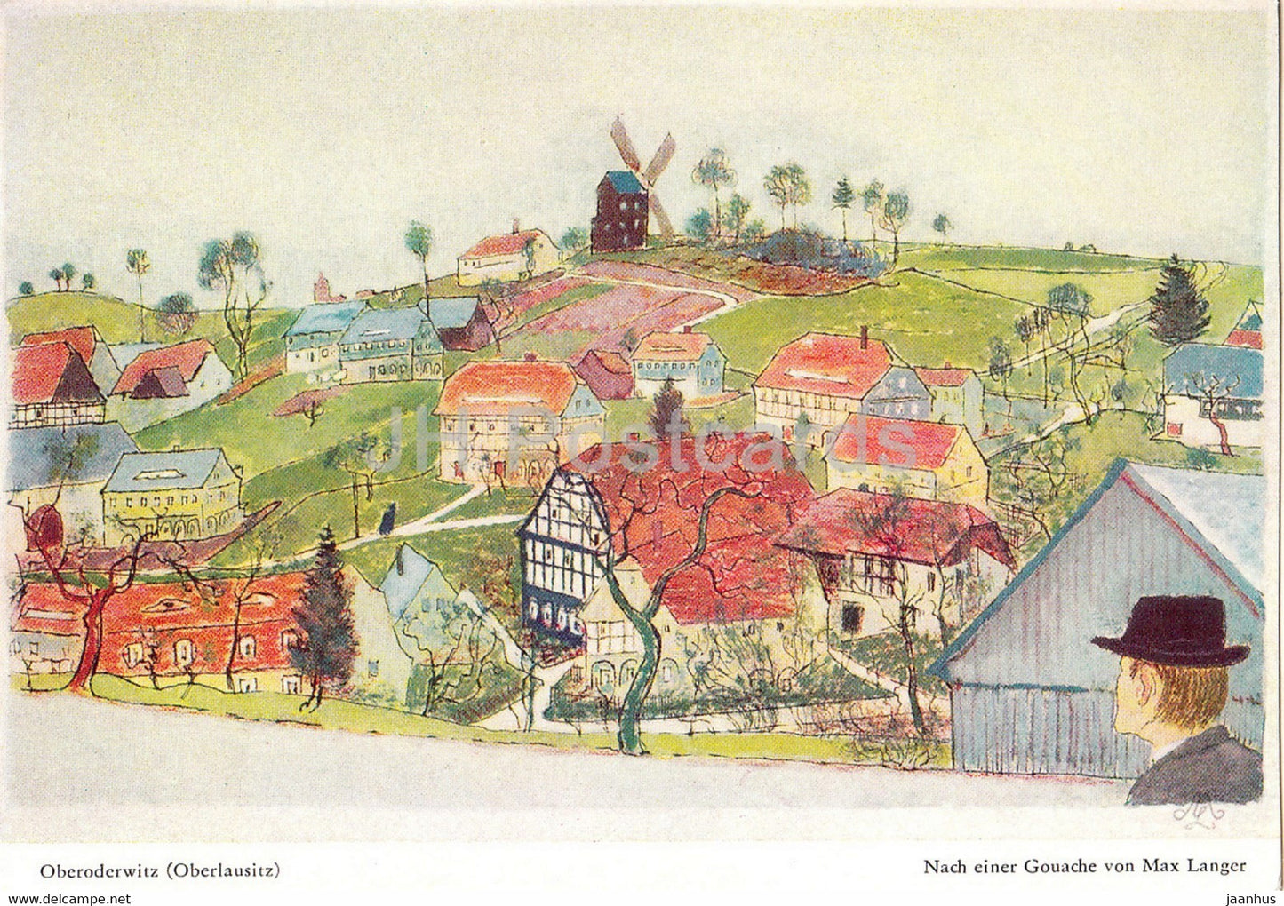 painting by Max Langer - Oberoderwitz - Oberlausitz - German art - Germany - unused - JH Postcards