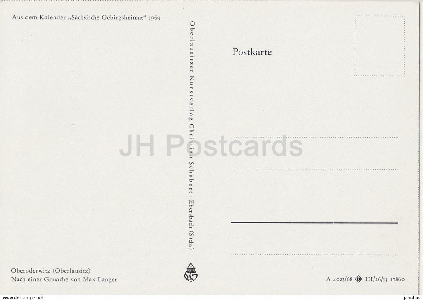 painting by Max Langer - Oberoderwitz - Oberlausitz - German art - Germany - unused