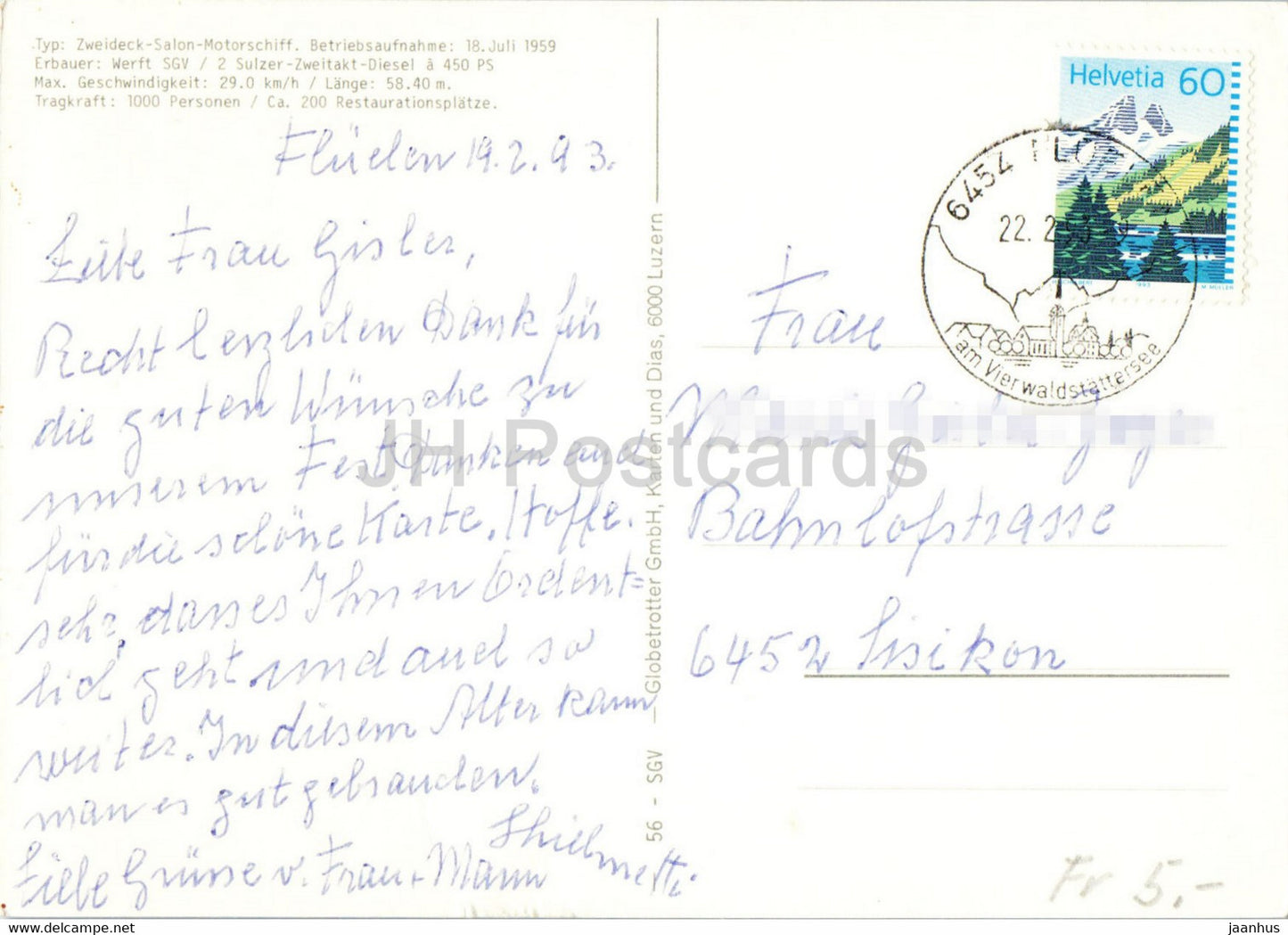 Motorschiff Schwyz - Schiff - Vierwaldstättersee - 1993 - Schweiz - gebraucht