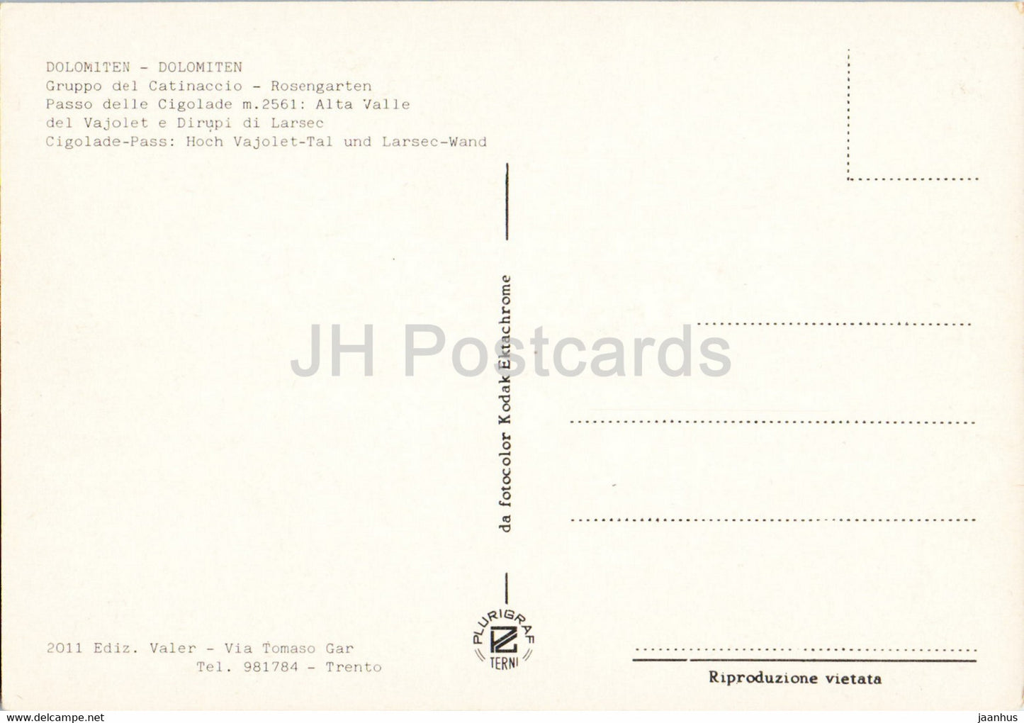 Gruppo del Catinaccio - Rosengarten - Passo delle Cigolade - Alta Valle del Vajolet - Italy - unused