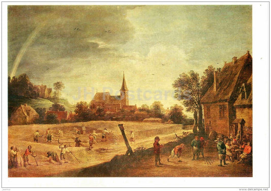 painting by David Teniers the Younger - Harvesting - Flemish art - unused - JH Postcards