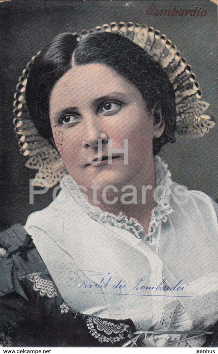woman - Lombardia - folk costumes - 3226 - old postcard - Italy - used - JH Postcards