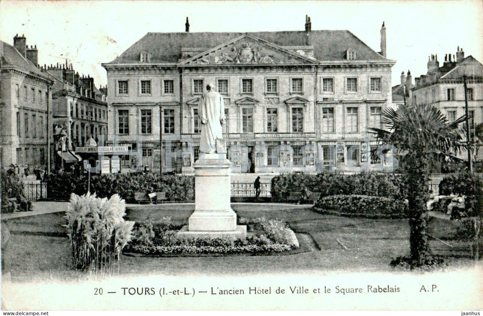 Tours - L'ancien Hotel de Ville et le Square Rabelais - old town hall - 20 - old postcard - France - used - JH Postcards
