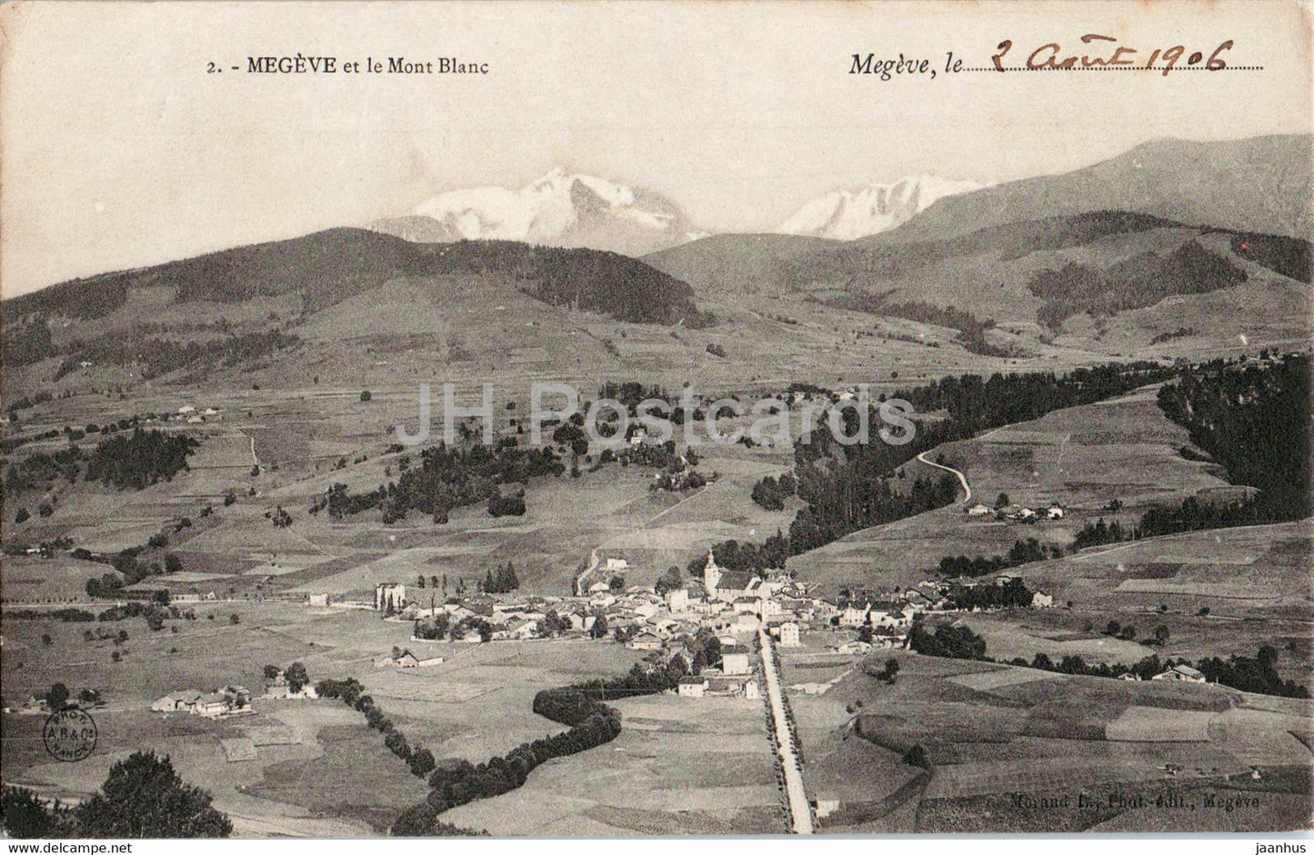 Megeve et Mont Blanc - 2 - old postcard - 1906 - France - used - JH Postcards