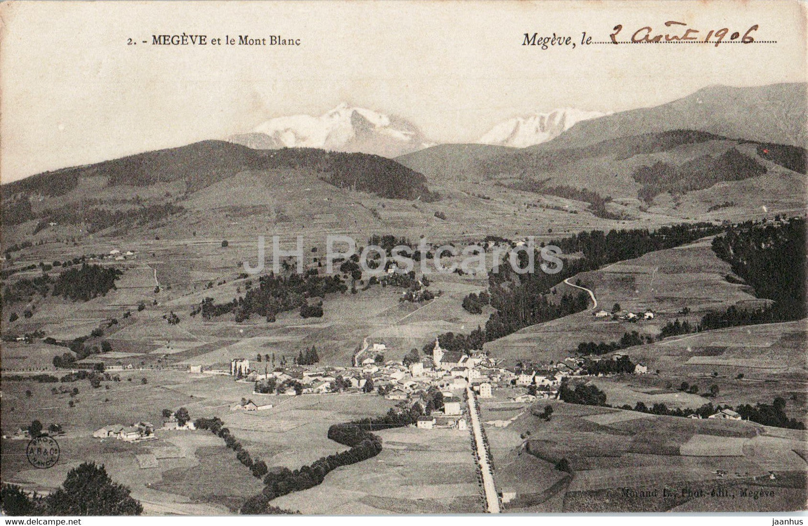 Megeve et Mont Blanc - 2 - old postcard - 1906 - France - used - JH Postcards