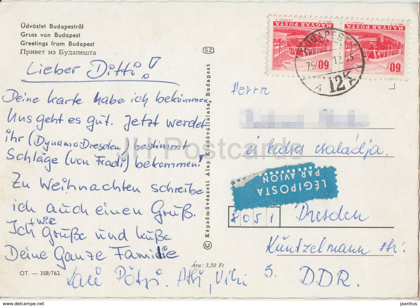 Budapest - Parlement - Château - Pont - Architecture - Multiview - 1976 - Hongrie - utilisé