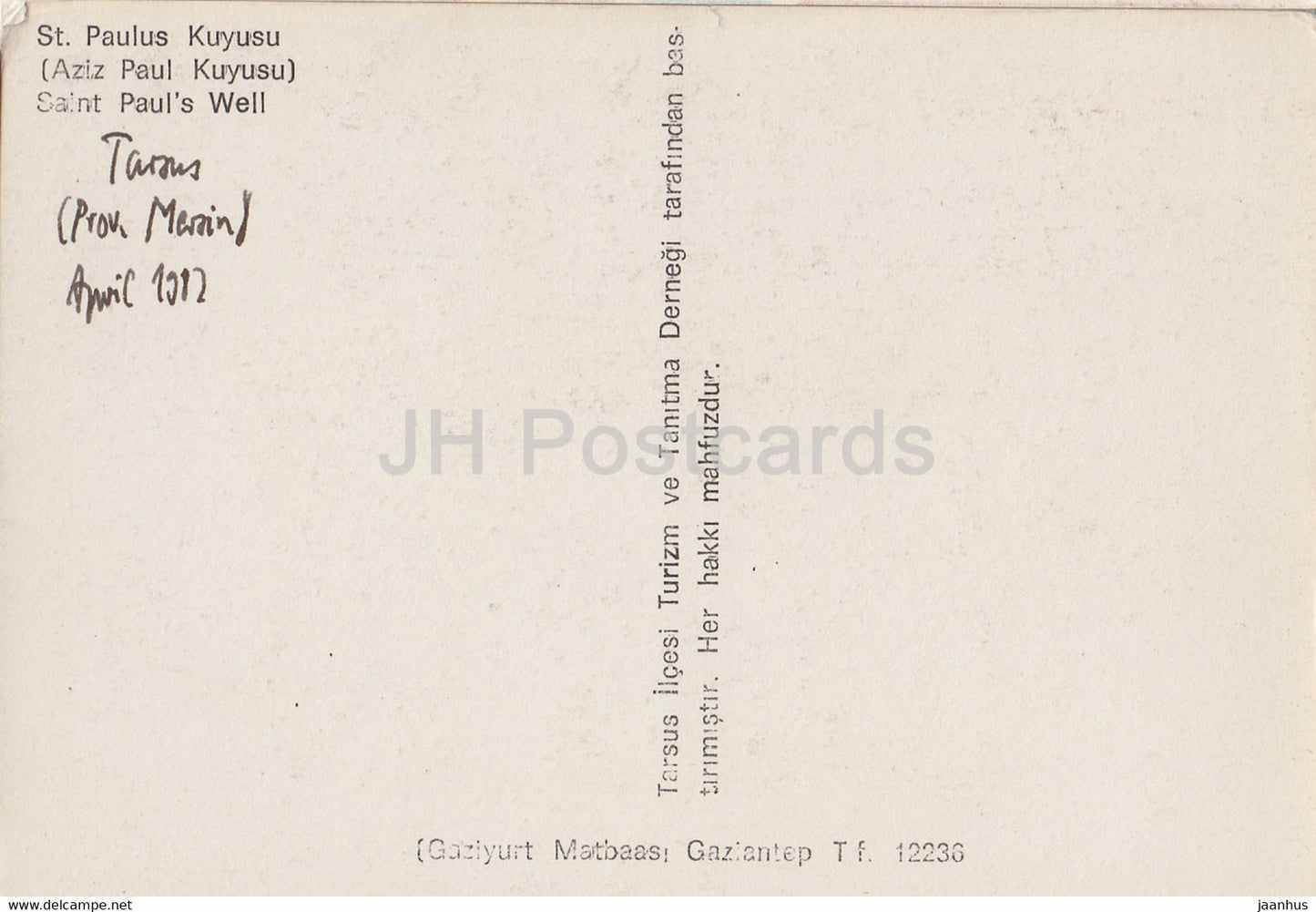 Tarsus - Saint Paul's Well - 1987 - Turquie - d'occasion