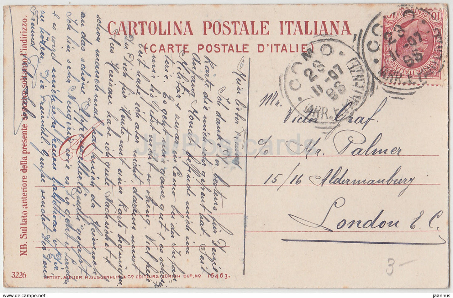 femme - Lombardie - costumes folkloriques - 3226 - carte postale ancienne - Italie - utilisé