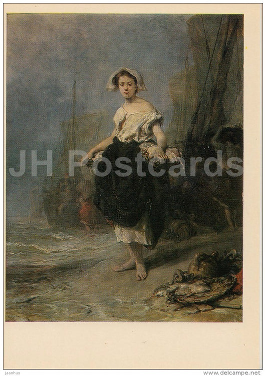 painting  by Eugene Isabey - Girl fisherwoman , 1850 - boy - French art - 1973 - Russia USSR - unused - JH Postcards