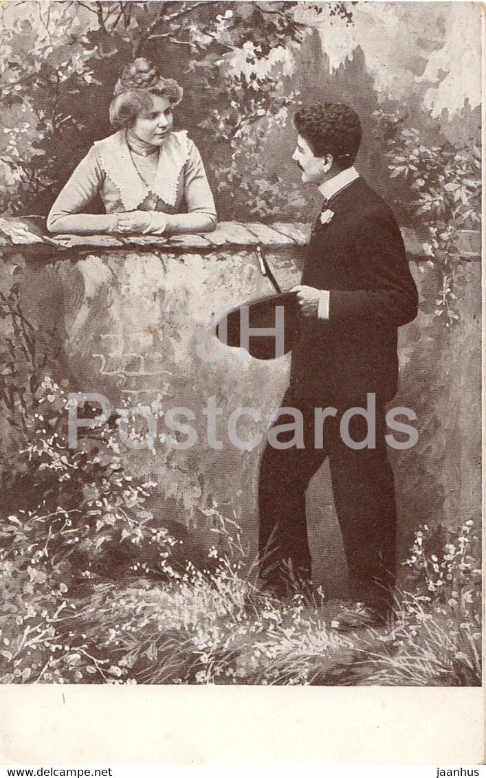 couple - woman and man - S No 355 - old postcard - unused - JH Postcards