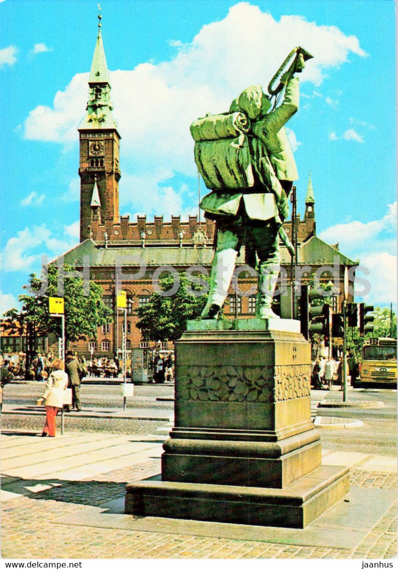 Copenhagen - From Town Hall Square with the Little Hornist sculpture - Denmark - unused - JH Postcards