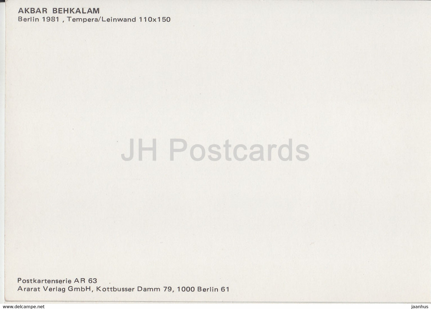 painting by Akbar Behkalam - Berlin 1981 - protests  - German art - germany - unused