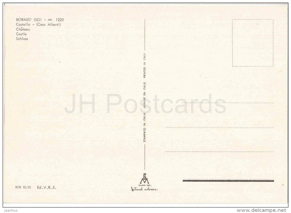 Castello , Casa Alberti - castle - Bormio m. 1225 - Sondrio - Lombardia  BOR 35/35 - Italia - Italy - unused - JH Postcards