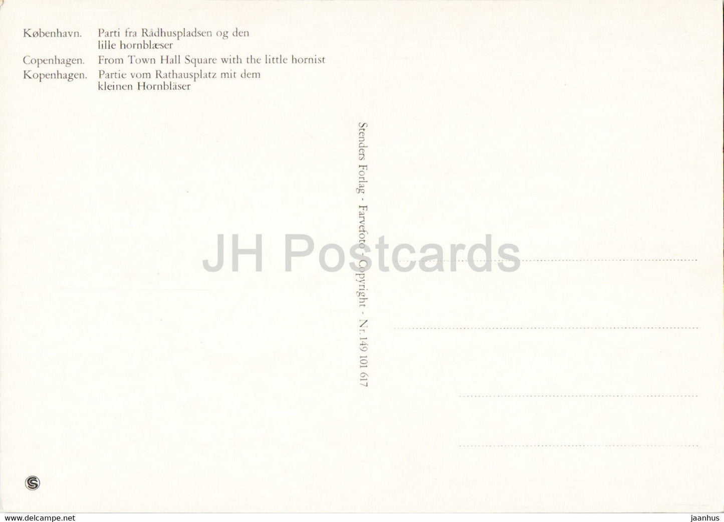 Copenhagen - From Town Hall Square with the Little Hornist sculpture - Denmark - unused