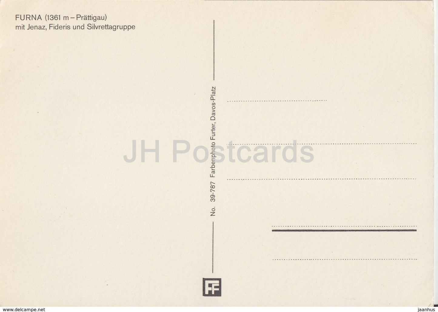 Furna 1631 m - Prattigau - Jenaz - Fideris - Silvrettagruppe - Schweiz - unbenutzt