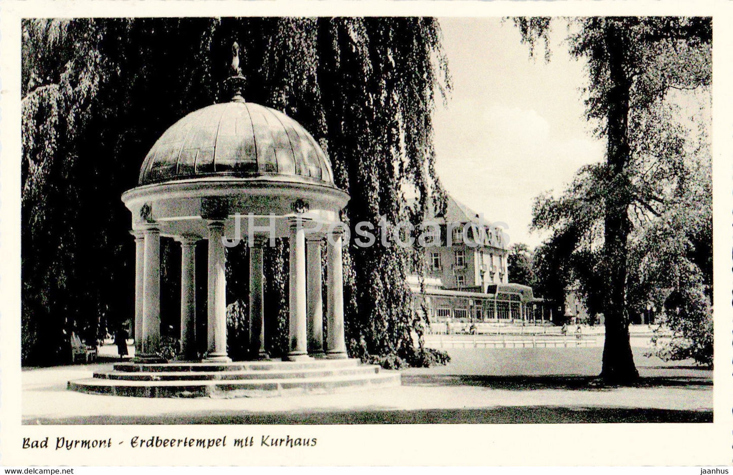 Bad Pyrmont - Erdbeertempel mit Kurhaus - old postcard - 1957 - Germany - used - JH Postcards